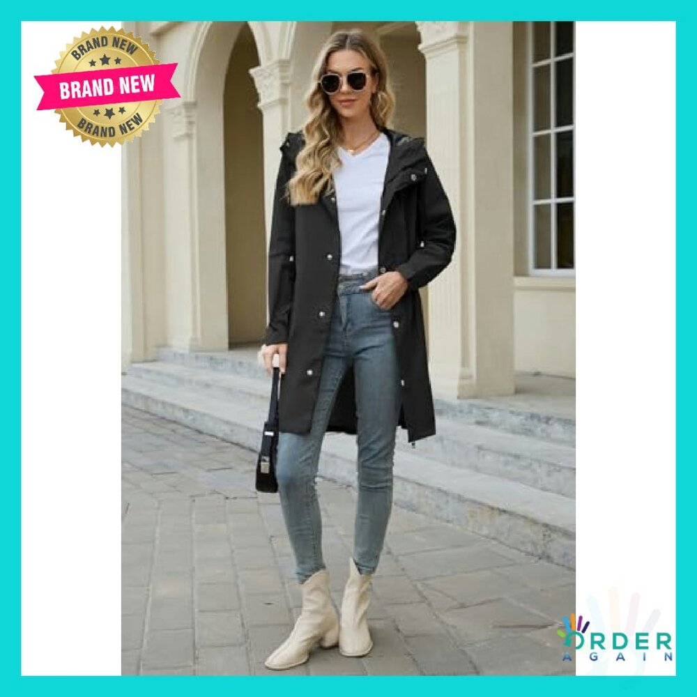 Long Waterproof Rain Jacket Packable Lightweight … - image 3